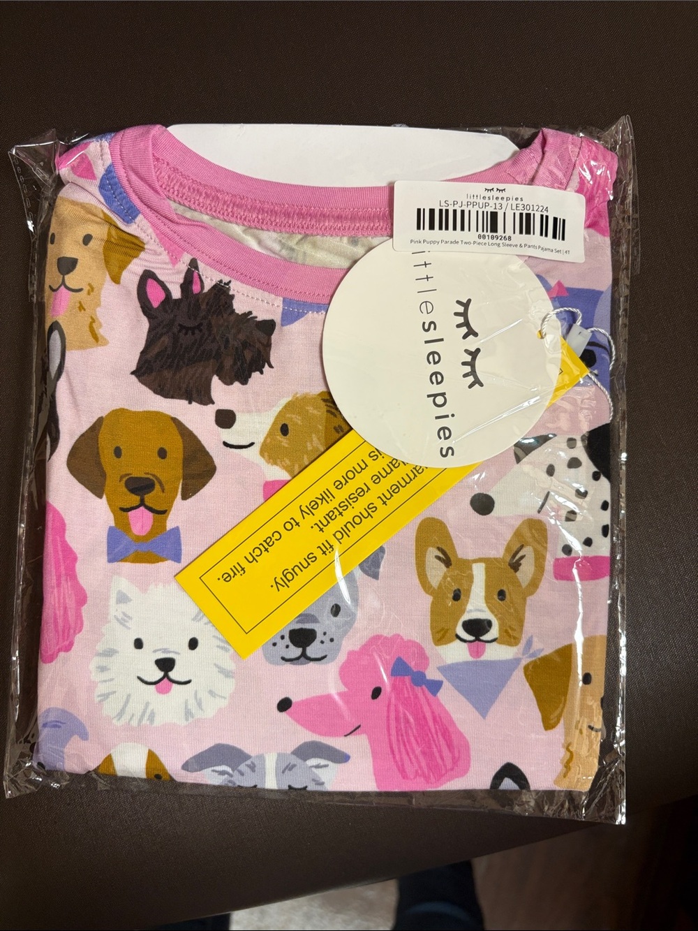 Little Sleepies Pink Puppy Parade two Piece long sleeve pajamas - 4T